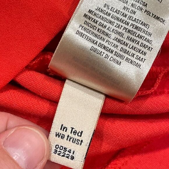 Ted Baker Josa Red Orange Tunic Shift Dress with a Chiffon Outer Layer size 2 - Picture 8 of 11